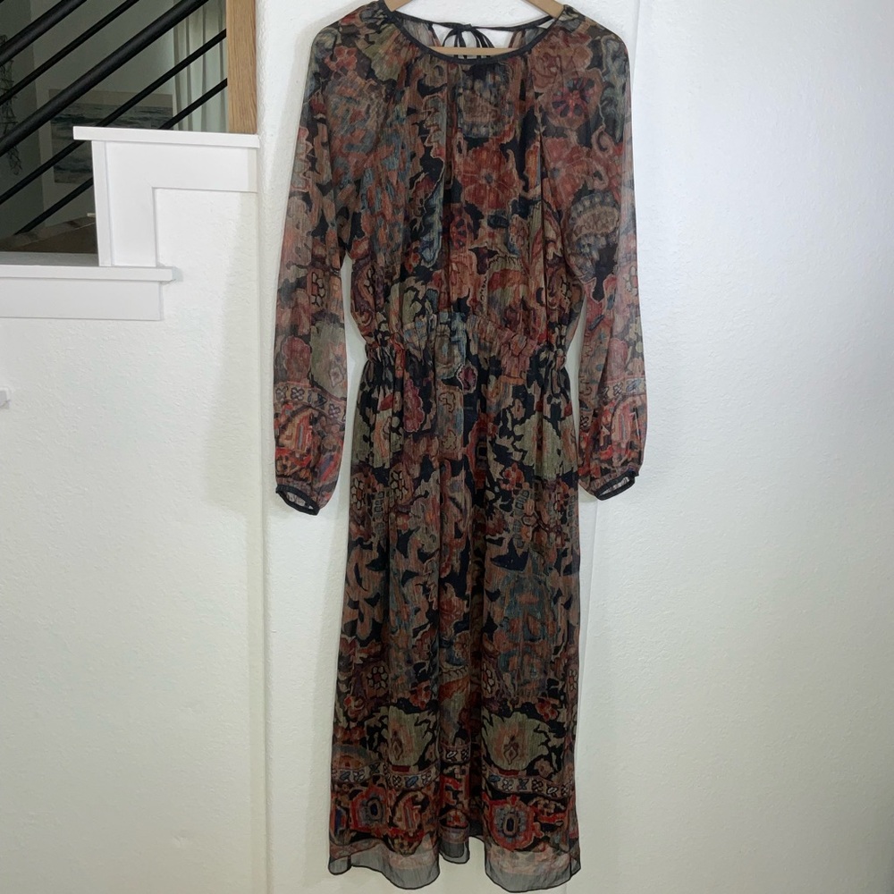 Zara Paisley Midi Dress in Black, Rust, Olive and Gold Tones - Picture 3 of 7